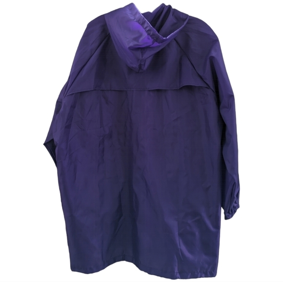 Defenders of Wildlife Vented back purple long hooded windbreaker One Size NWT - Picture 2 of 5